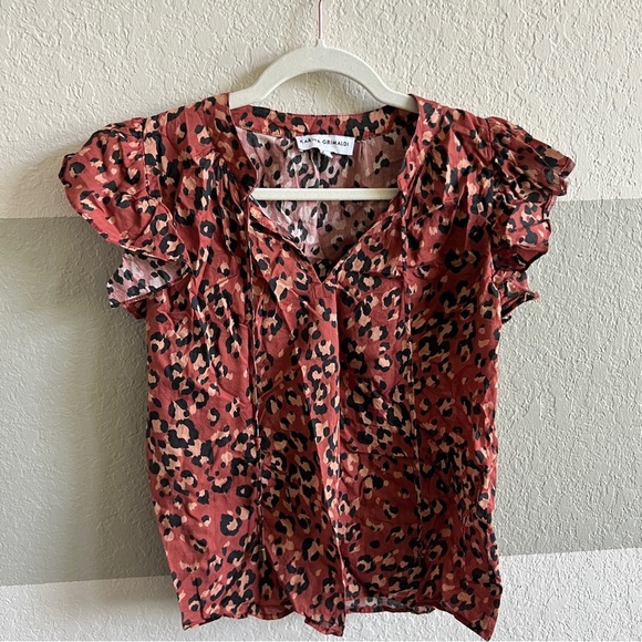 Karina Grimaldi Ruffle Leopard Print Top $152 - Picture 2 of 3